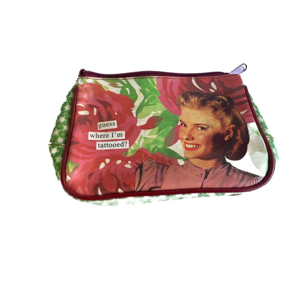 Anne Taintor Guess Where I'm Tattoed  Cosmetic Bag Wristlet